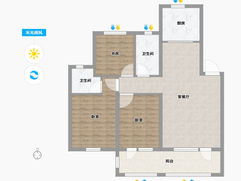 山东省-青岛市-城阳-93.00-户型库-采光通风