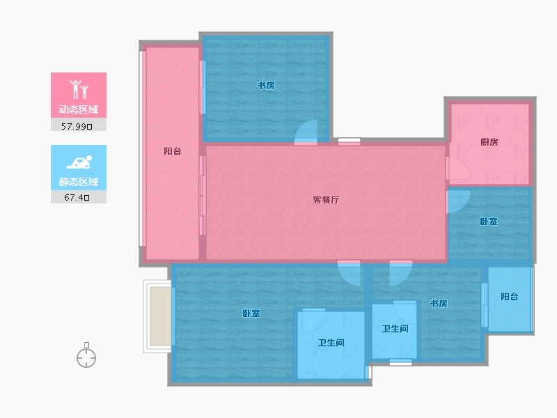 浙江省-宁波市-江汇城-113.29-户型库-动静分区