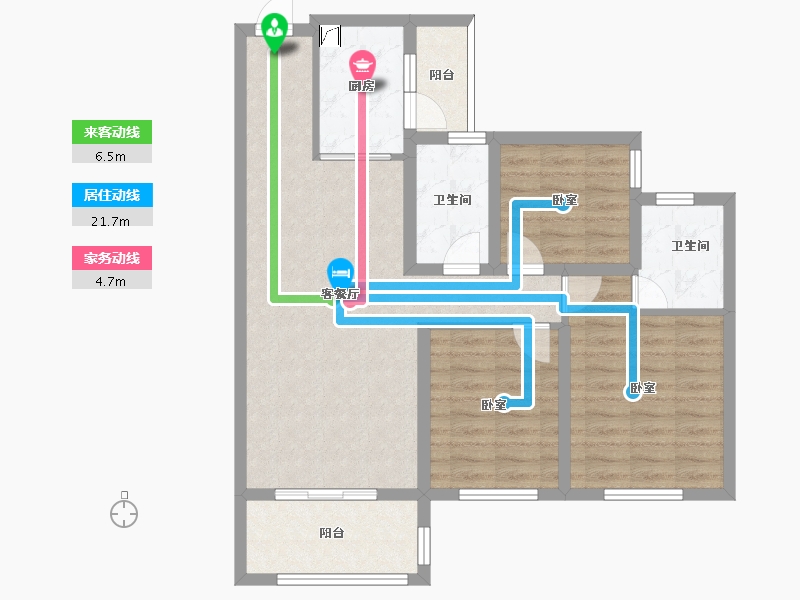 四川省-南充市-远达江山美墅二期-84.32-户型库-动静线