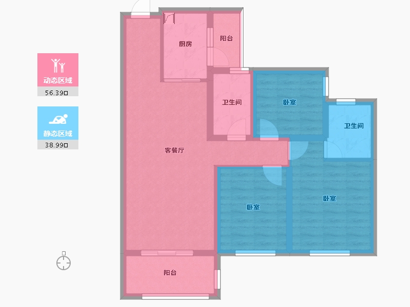 四川省-南充市-远达江山美墅二期-84.32-户型库-动静分区