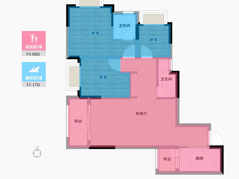 重庆-重庆市-奥园玺樾九里-74.20-户型库-动静分区