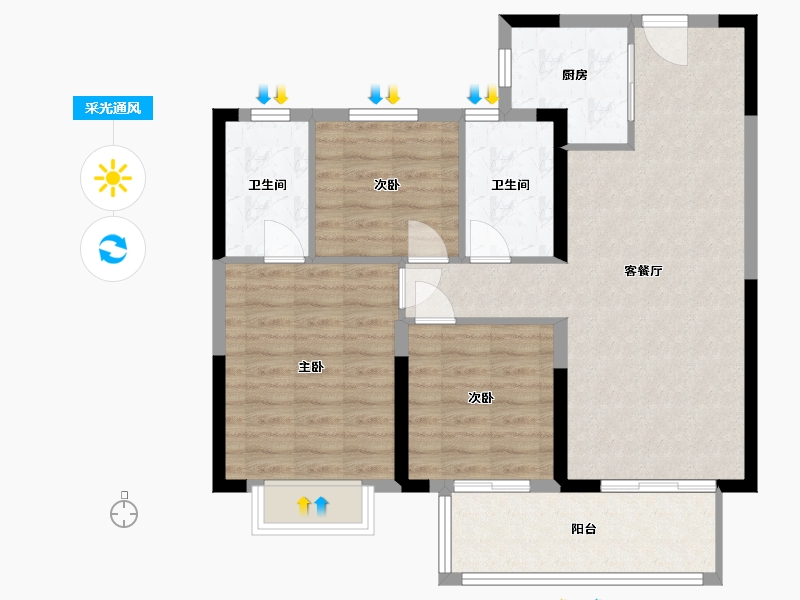 安徽省-蚌埠市-和顺静天府-84.44-户型库-采光通风