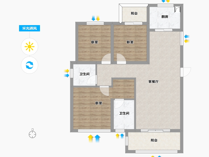 福建省-泉州市-万盛凤凰城-90.00-户型库-采光通风