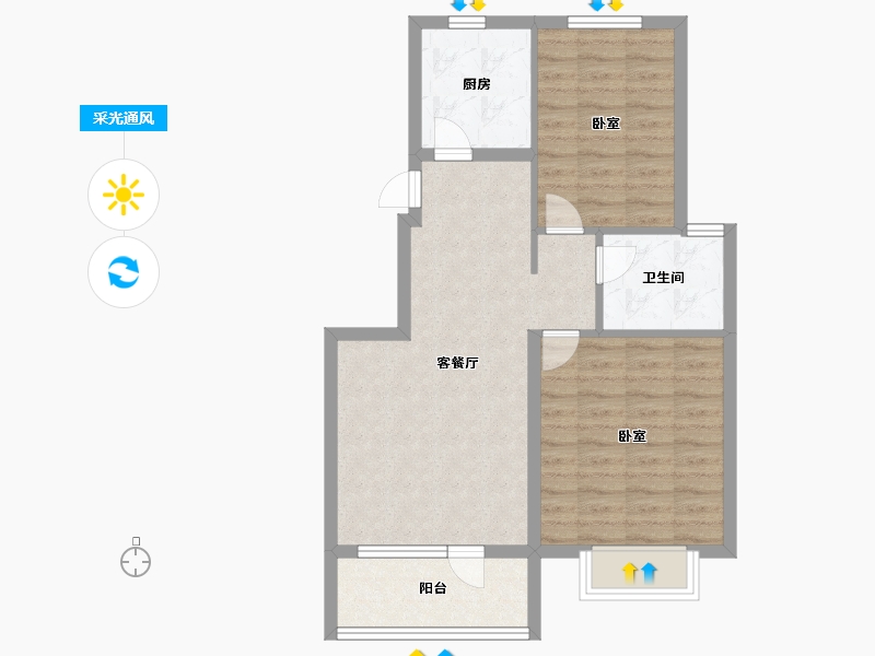 山东省-烟台市-中瑞城-68.06-户型库-采光通风