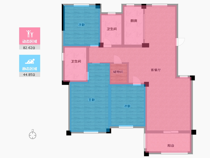 山东省-临沂市-滨河阳光-113.52-户型库-动静分区