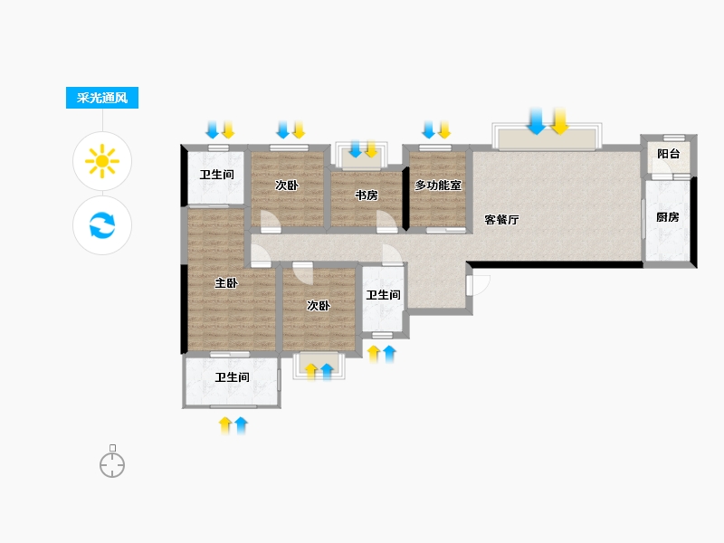 贵州省-贵阳市-旭辉观云-108.18-户型库-采光通风