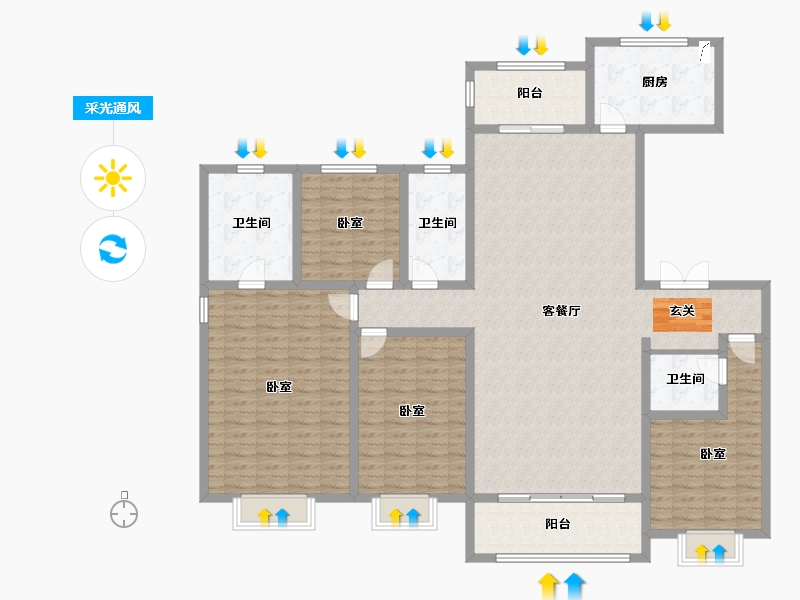 山西省-大同市-仁景台-171.89-户型库-采光通风