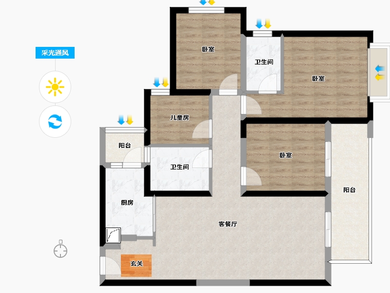 四川省-成都市-中海锦江城云璟-99.04-户型库-采光通风