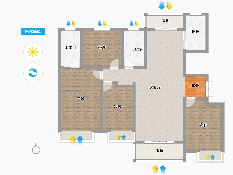 河南省-许昌市-建业桂园-134.00-户型库-采光通风