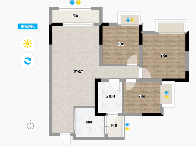 四川省-成都市-南湖世纪-67.84-户型库-采光通风