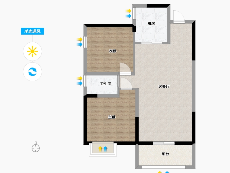 湖北省-十堰市-成邦·华夏公馆-73.30-户型库-采光通风