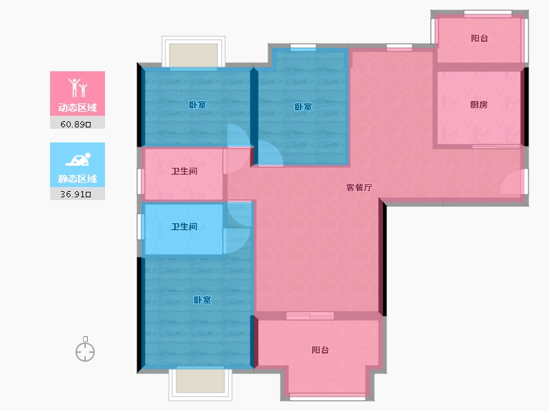 湖北省-武汉市-东方城二期-87.41-户型库-动静分区