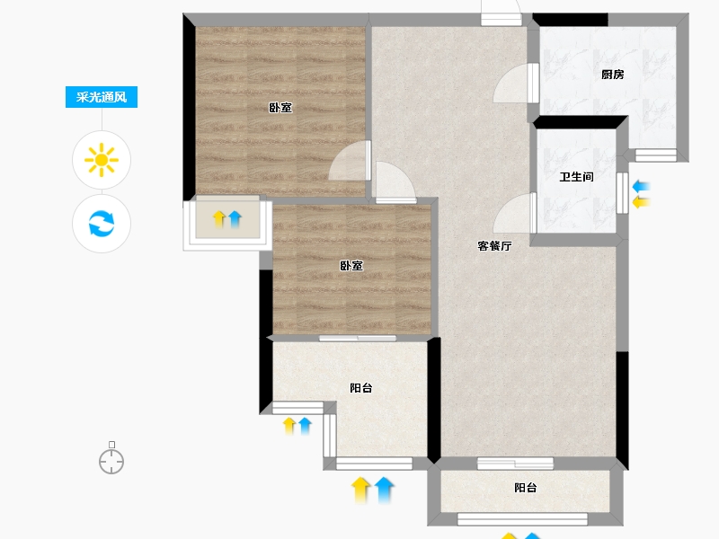 湖北省-武汉市-中大长江紫都六期-63.36-户型库-采光通风