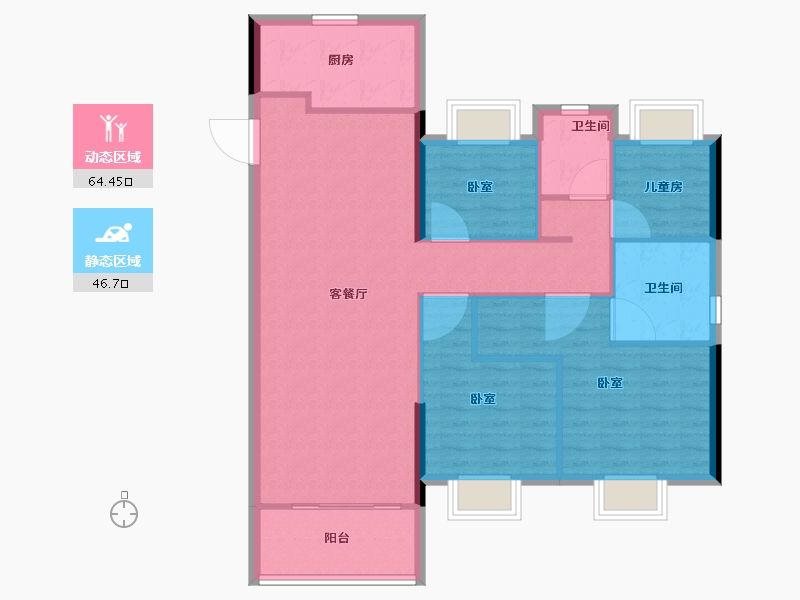 湖北省-武汉市-北辰孔雀洲-101.00-户型库-动静分区