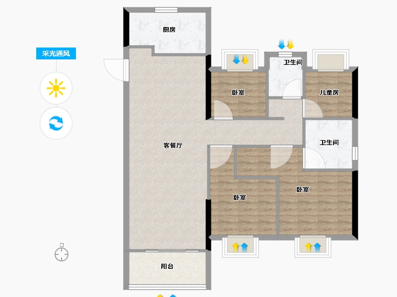 湖北省-武汉市-北辰孔雀洲-101.00-户型库-采光通风