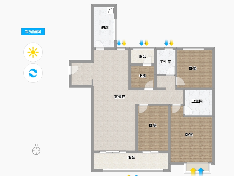 江苏省-南京市-中海城南公馆-130.00-户型库-采光通风