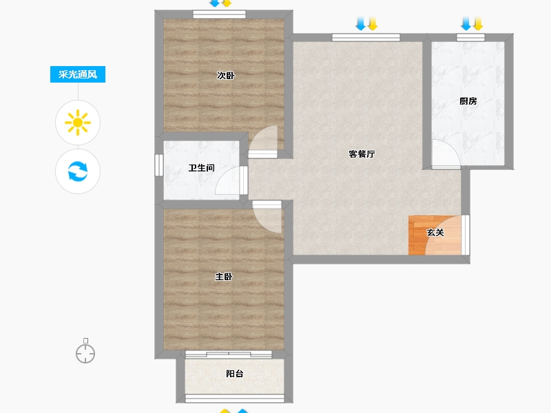 河南省-三门峡市-海洋盛和园-73.00-户型库-采光通风