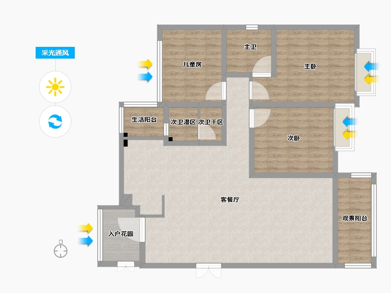 四川省-南充市-柏亚&middot;滨江城-107.83-户型库-采光通风