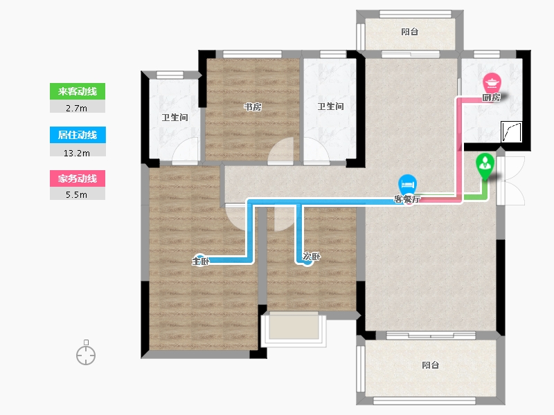 湖南省-湘潭市-九华・金水湾-93.68-户型库-动静线