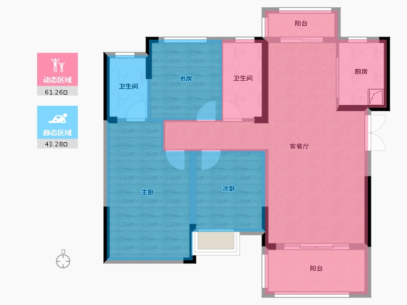 湖南省-湘潭市-九华・金水湾-93.68-户型库-动静分区