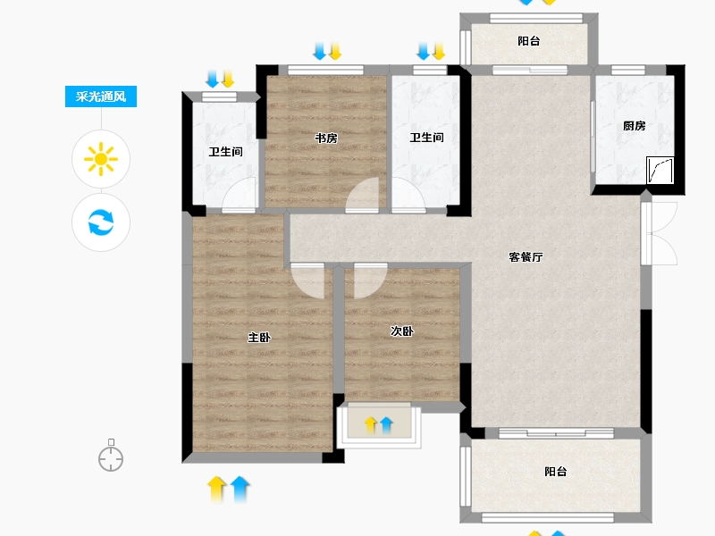 湖南省-湘潭市-九华・金水湾-93.68-户型库-采光通风