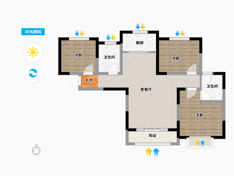 河南省-洛阳市-米兰印象-91.00-户型库-采光通风