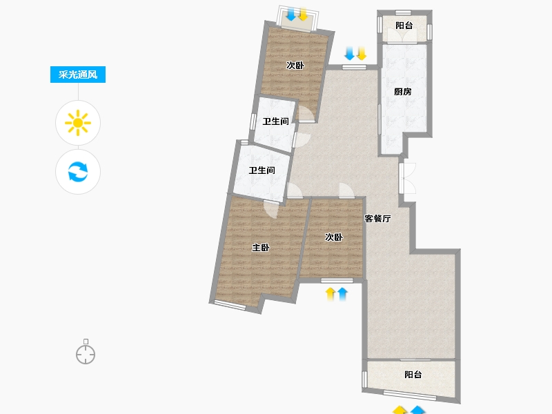 江苏省-苏州市-吴宫丽都-124.57-户型库-采光通风