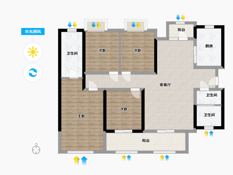 四川省-成都市-融创玖华台-126.55-户型库-采光通风