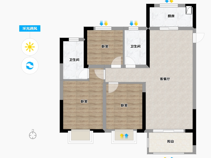 河南省-郑州市-红星天悦-79.00-户型库-采光通风