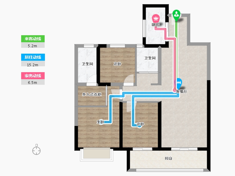 陕西省-宝鸡市-吾悦广场-91.81-户型库-动静线