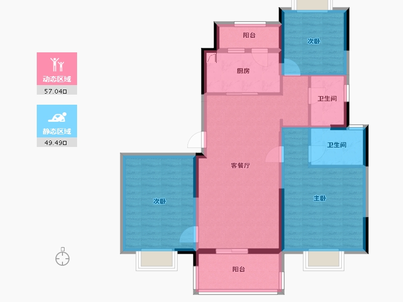 湖北省-武汉市-碧桂园假日半岛-95.20-户型库-动静分区