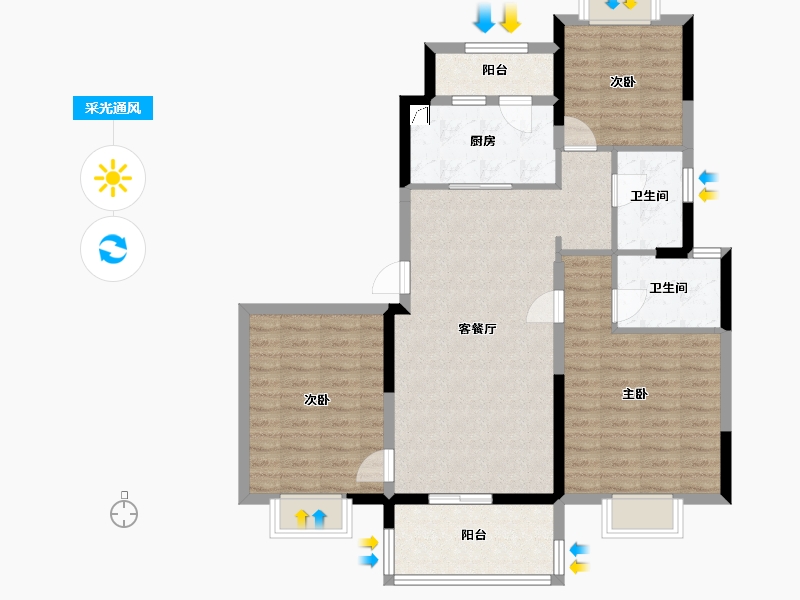 湖北省-武汉市-碧桂园假日半岛-95.20-户型库-采光通风