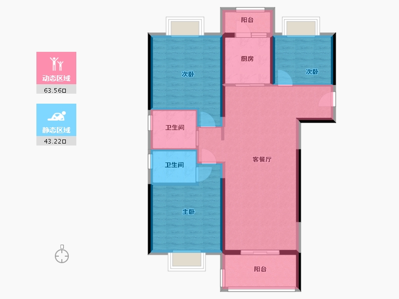 湖北省-武汉市-碧桂园假日半岛-96.00-户型库-动静分区