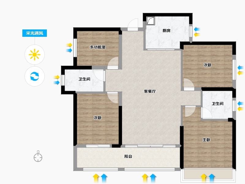 湖南省-长沙市-创意-凯旋城-109.49-户型库-采光通风