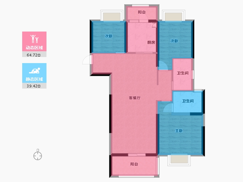 湖北省-武汉市-碧桂园假日半岛-92.81-户型库-动静分区