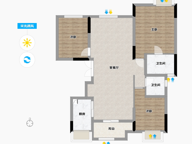 四川省-成都市-大溪谷-95.00-户型库-采光通风