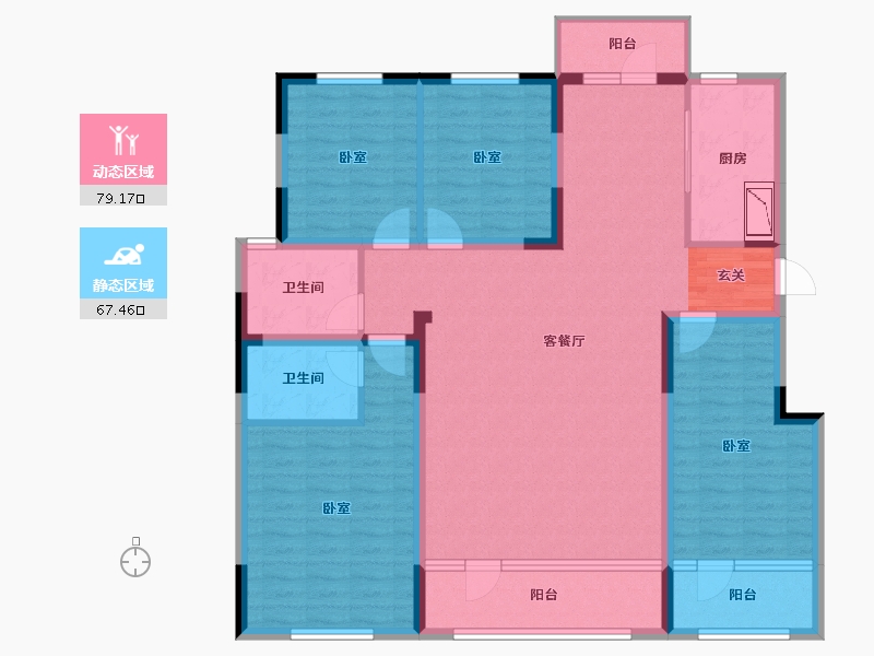 辽宁省-盘锦市-爱顿未来城-130.47-户型库-动静分区