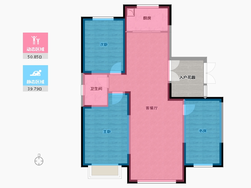 内蒙古自治区-呼和浩特市-城发绿园-87.46-户型库-动静分区