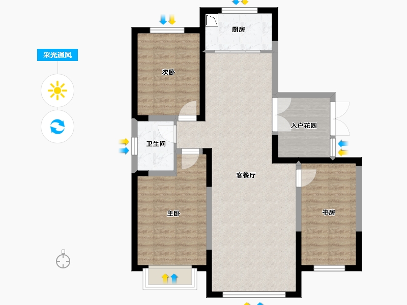 内蒙古自治区-呼和浩特市-城发绿园-87.46-户型库-采光通风