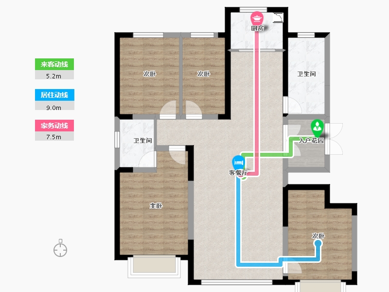 内蒙古自治区-呼和浩特市-城发绿园-107.09-户型库-动静线