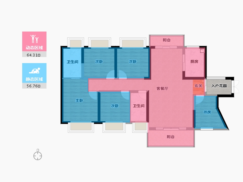 云南省-曲靖市-富康城公园首府-111.46-户型库-动静分区