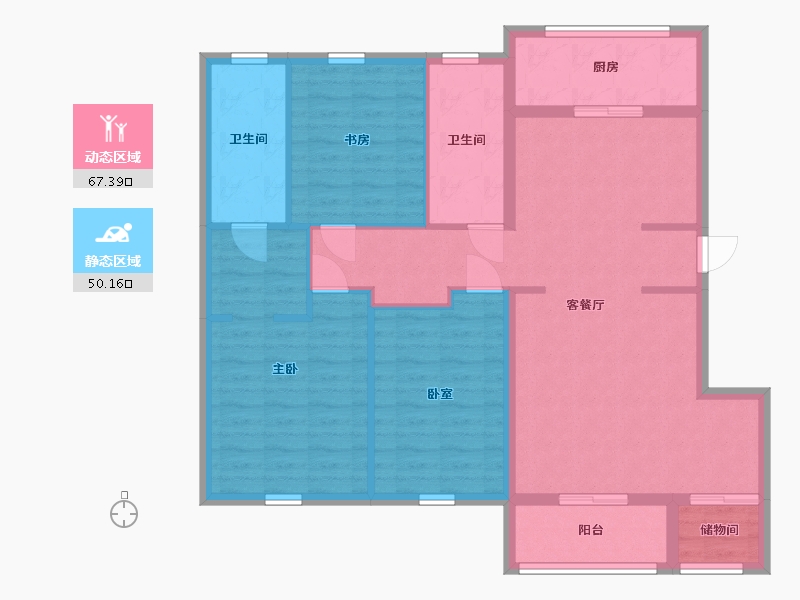 辽宁省-大连市-亿达第一郡-105.76-户型库-动静分区