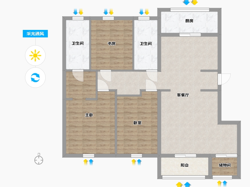 辽宁省-大连市-亿达第一郡-105.76-户型库-采光通风