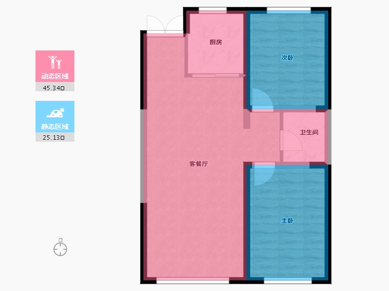 内蒙古自治区-呼和浩特市-城发绿园-63.29-户型库-动静分区