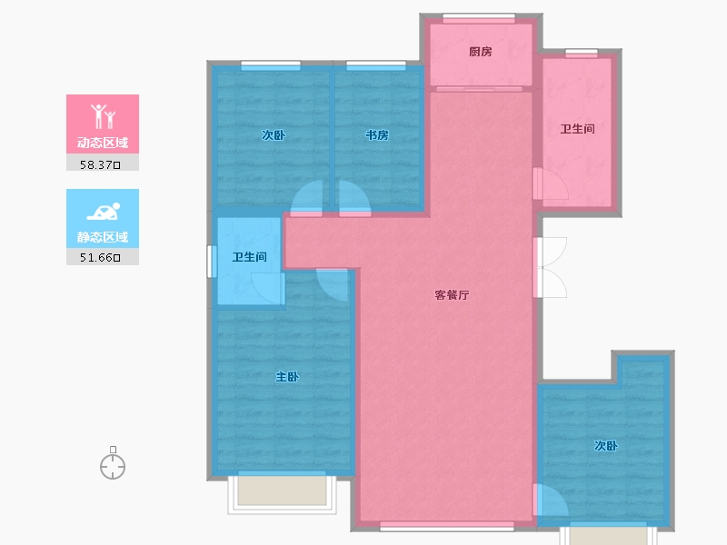 内蒙古自治区-呼和浩特市-城发绿园-99.02-户型库-动静分区