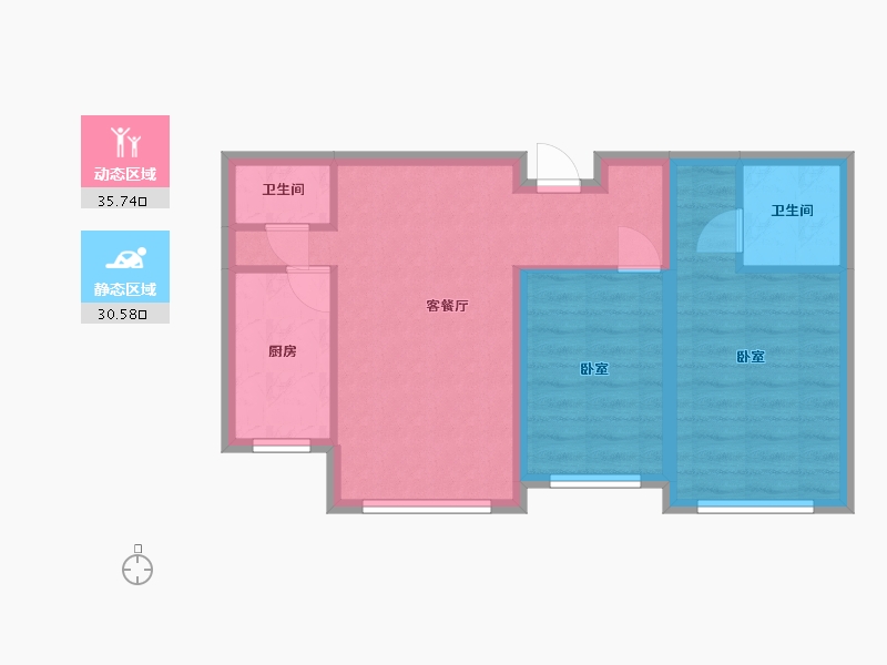 内蒙古自治区-呼伦贝尔市-弘基·首府-58.62-户型库-动静分区