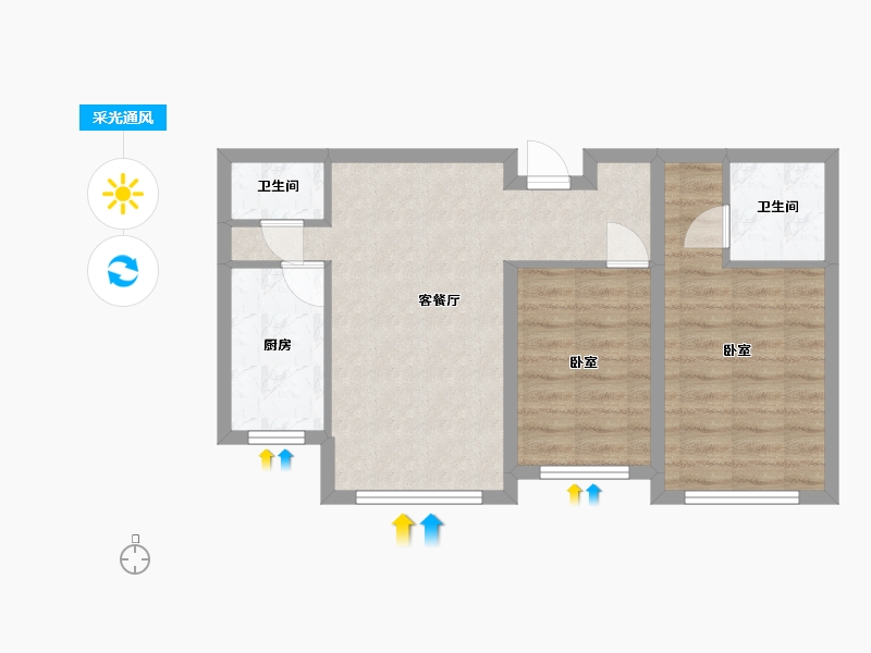 内蒙古自治区-呼伦贝尔市-弘基·首府-58.62-户型库-采光通风