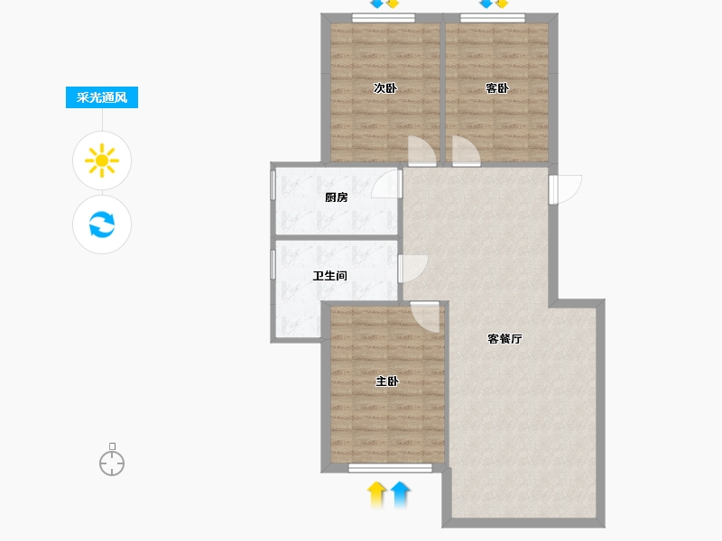 辽宁省-丹东市-五州·御山首府-87.94-户型库-采光通风