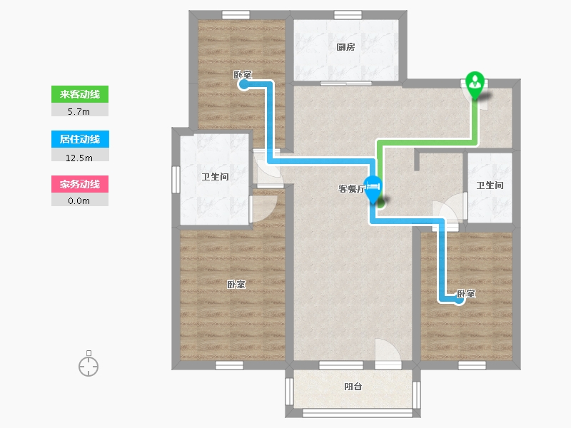 辽宁省-鞍山市-宝居朗庭国际-87.30-户型库-动静线