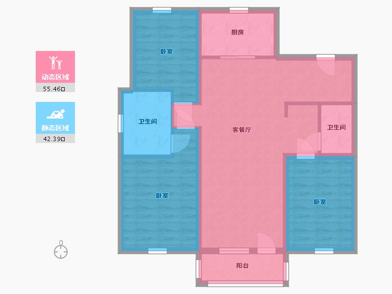 辽宁省-鞍山市-宝居朗庭国际-87.30-户型库-动静分区